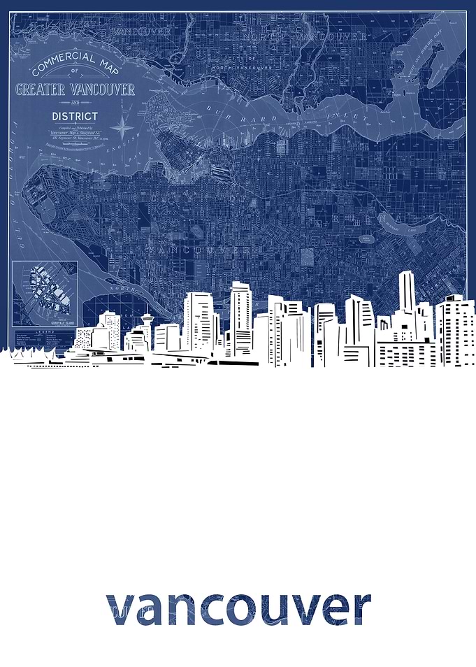 vancouver skyline blue