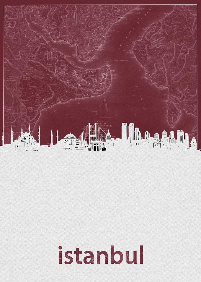 istanbul skyline red