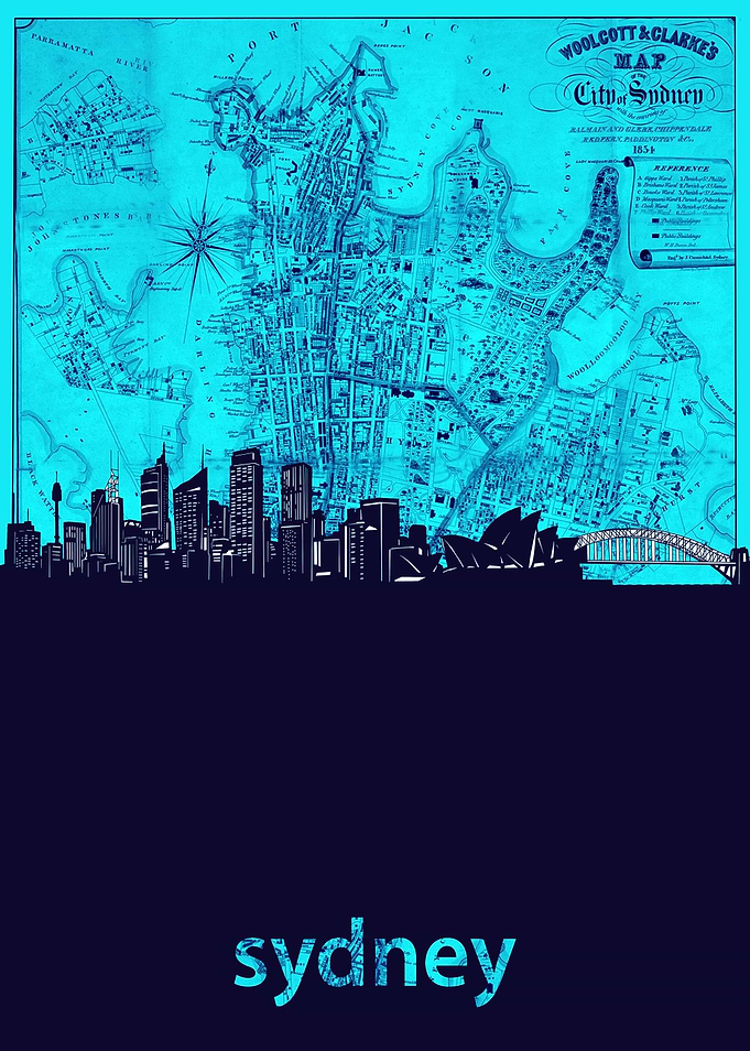 sydney skyline turquoise