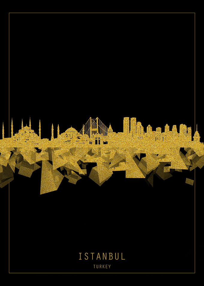 istanbul skyline gold