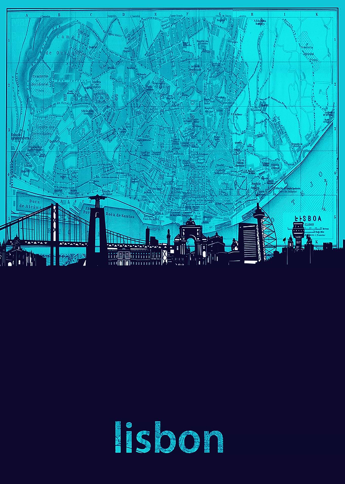 lisbon skyline turquoise