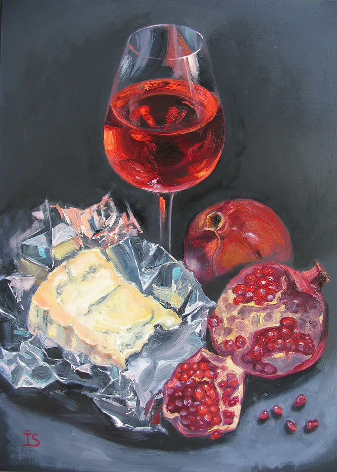 Rose wine cheese garnets