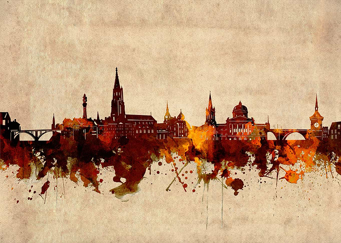 bern skyline grunge