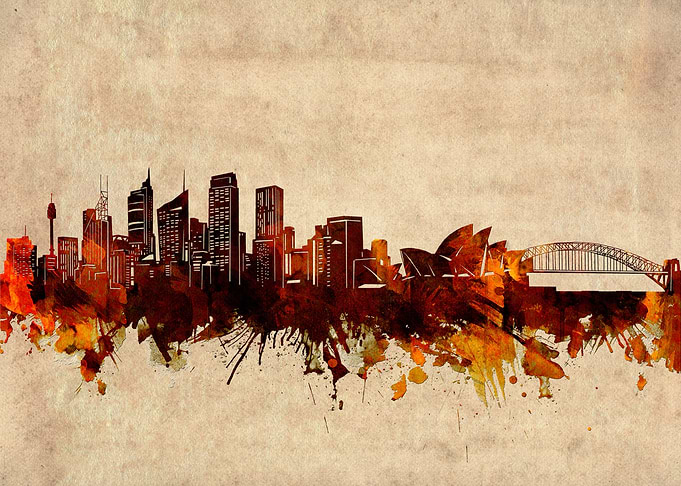 sydney skyline grunge