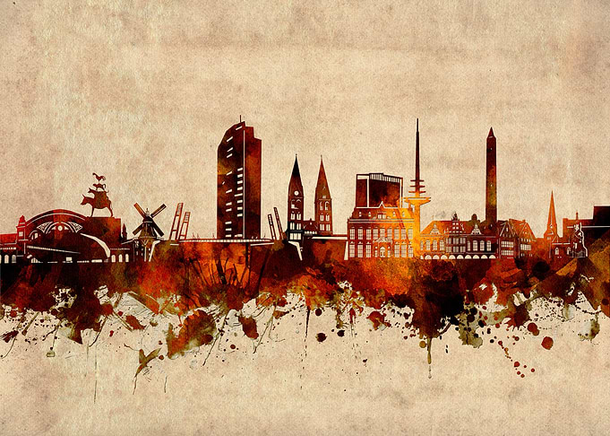 bremen skyline grunge