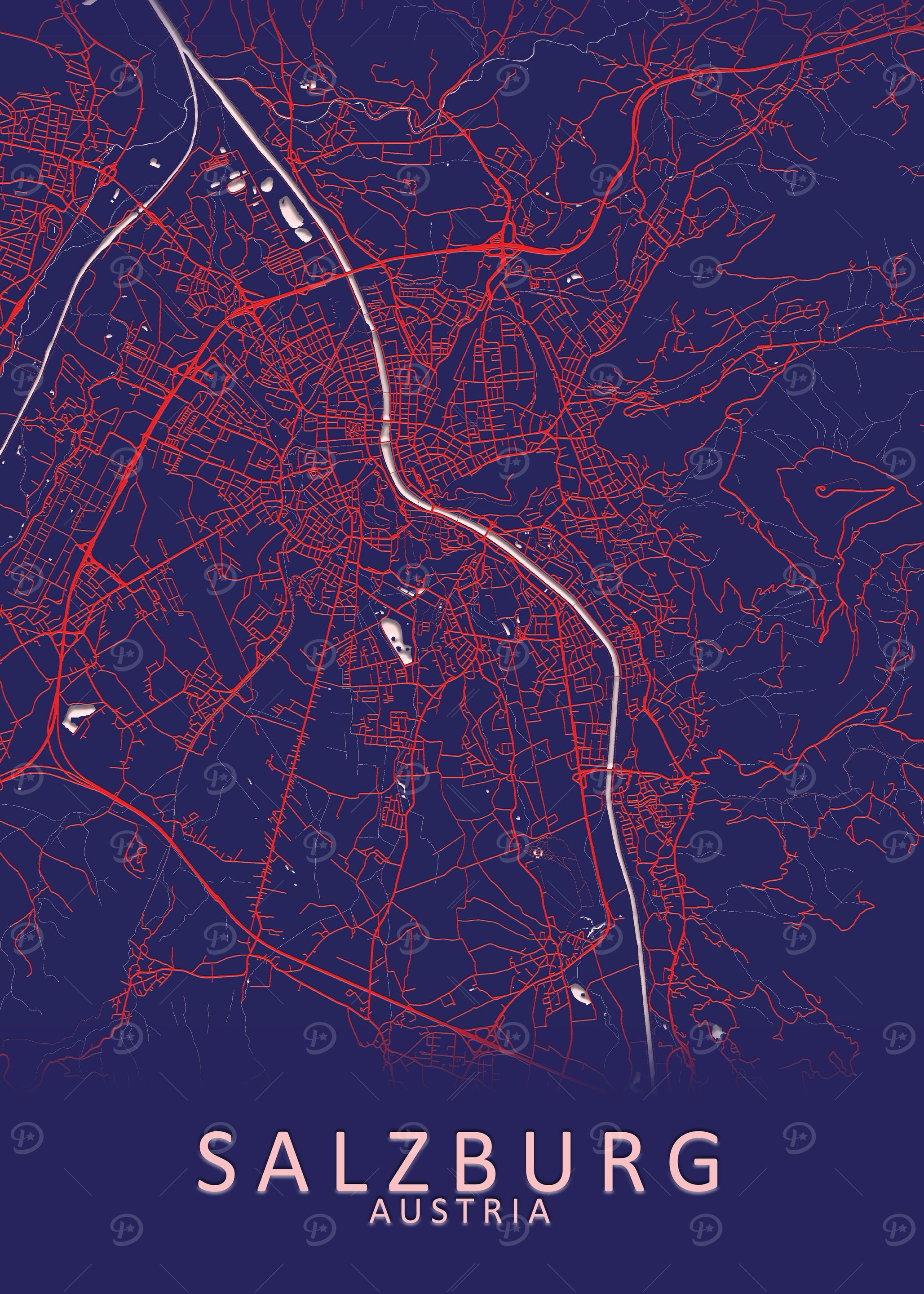 Salzburg Austria City Map