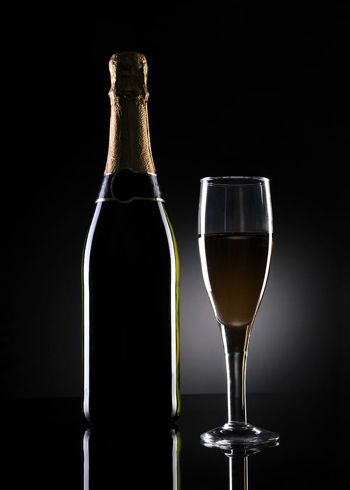 Champagne Bottle and Glass
