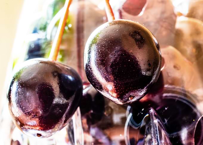 Sweet wild cherries in a c
