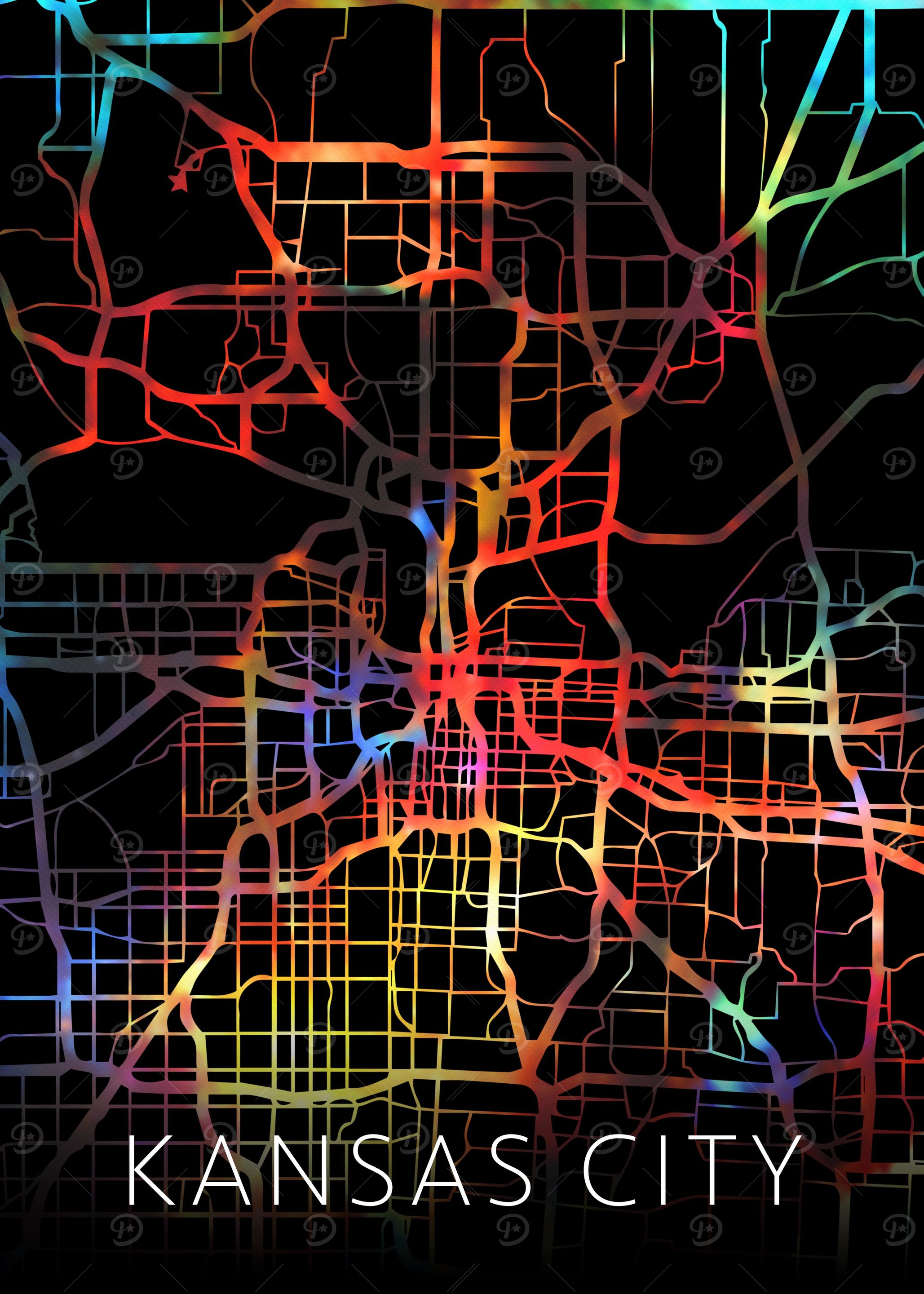 Kansas City Watercolor Map
