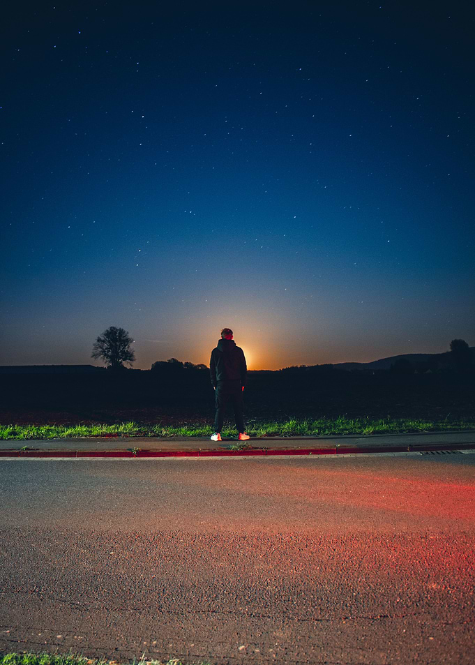 In front The Moon