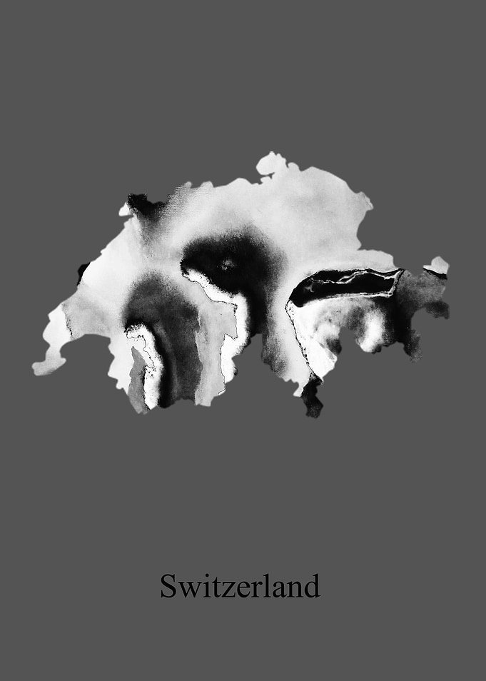 Switzerland Map BlackWhite
