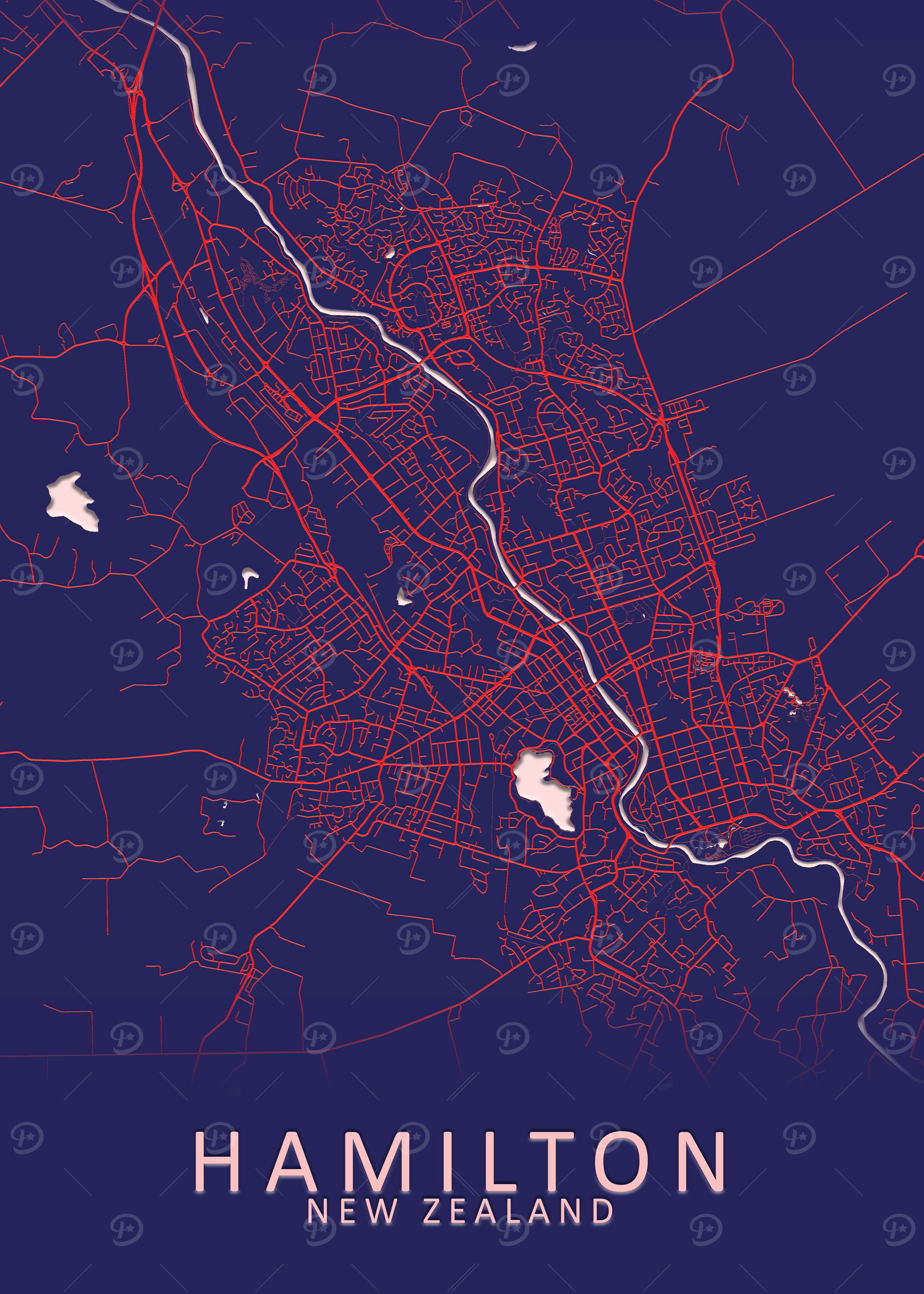 Hamilton New Zealand Map