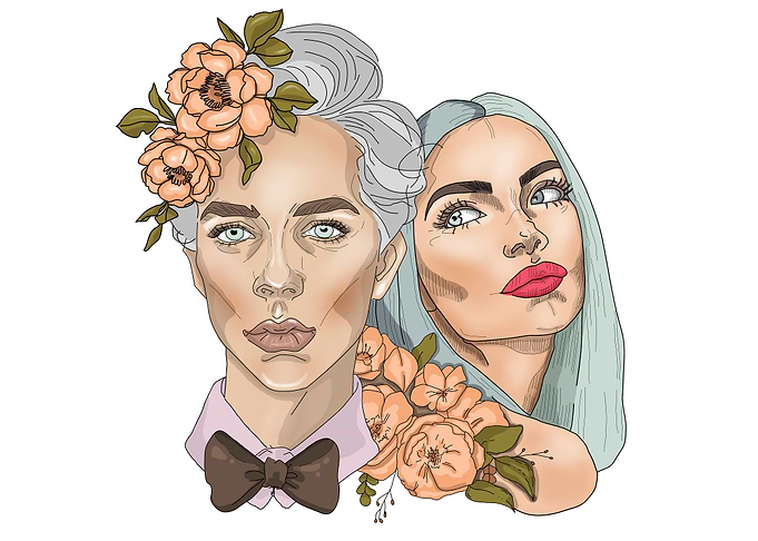 Woman and man,fashion