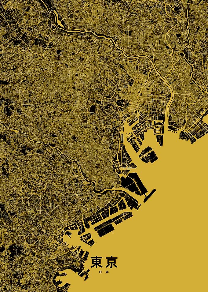Tokyo map gold
