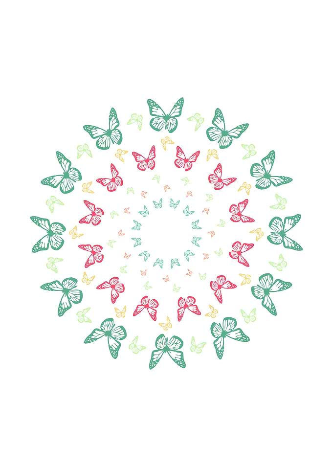 Vivid butterfly mandala