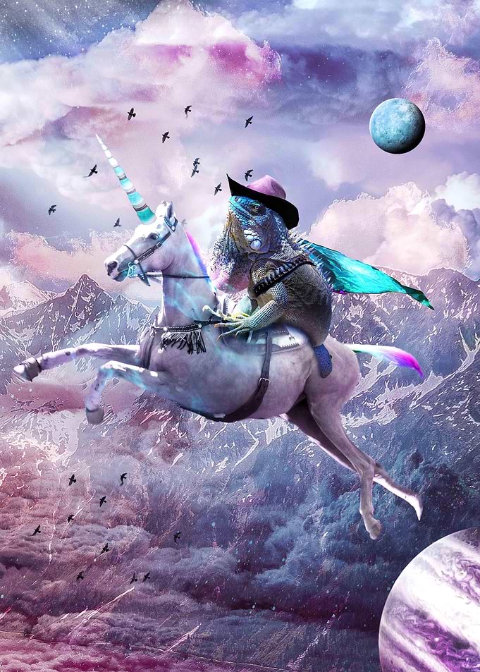 Bearded Dragon On Unicorn