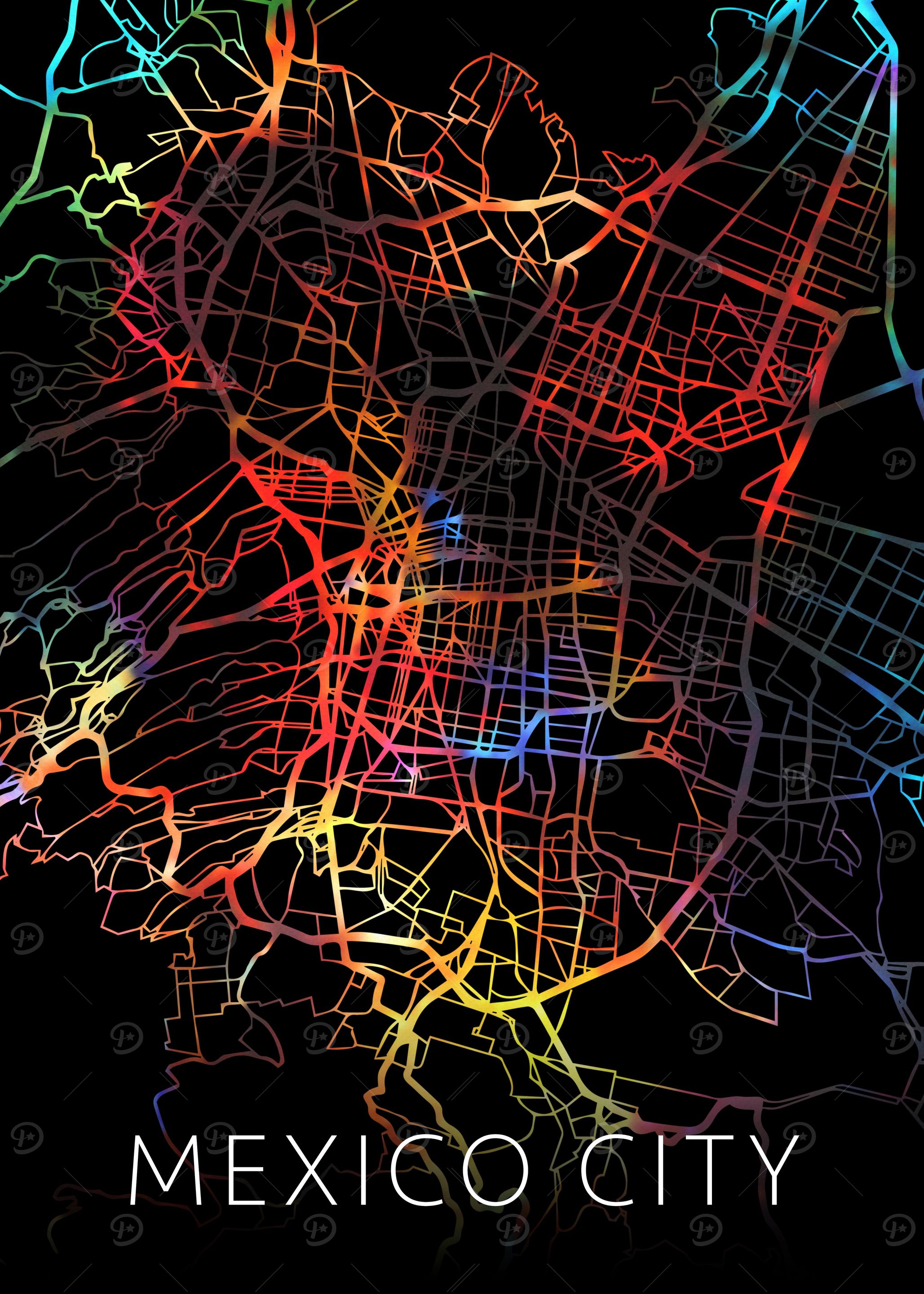 Mexico City Watercolor Map