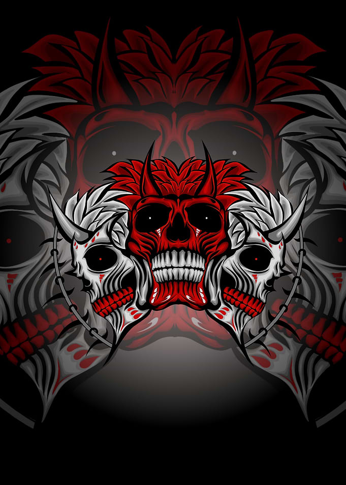 Skull Red and White