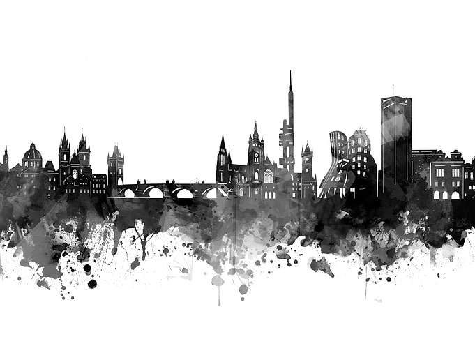 prague skyline black