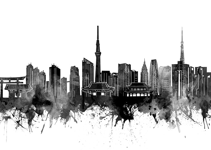 tokyo skyline black