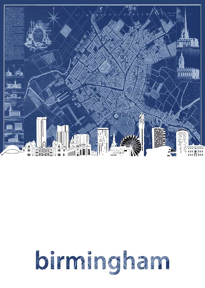 birmingham skyline blue