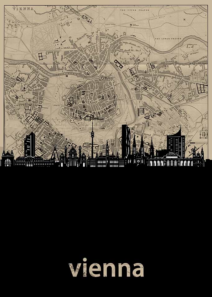 vienna skyline sepia