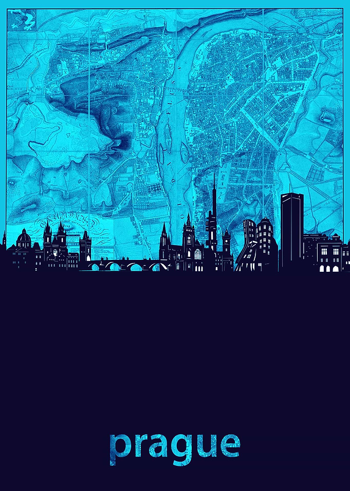 prague skyline turquoise
