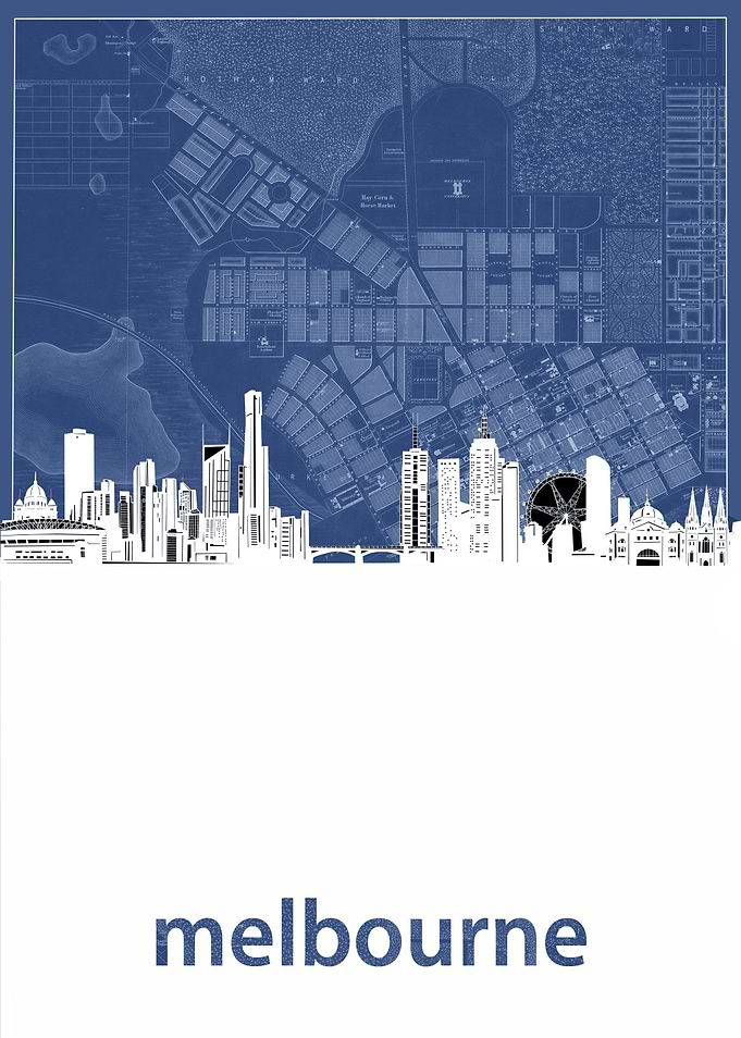 melbourne skyline blue