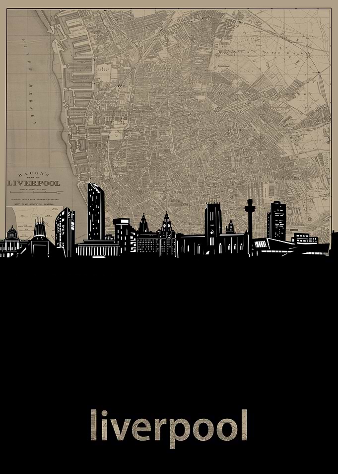 liverpool skyline sepia
