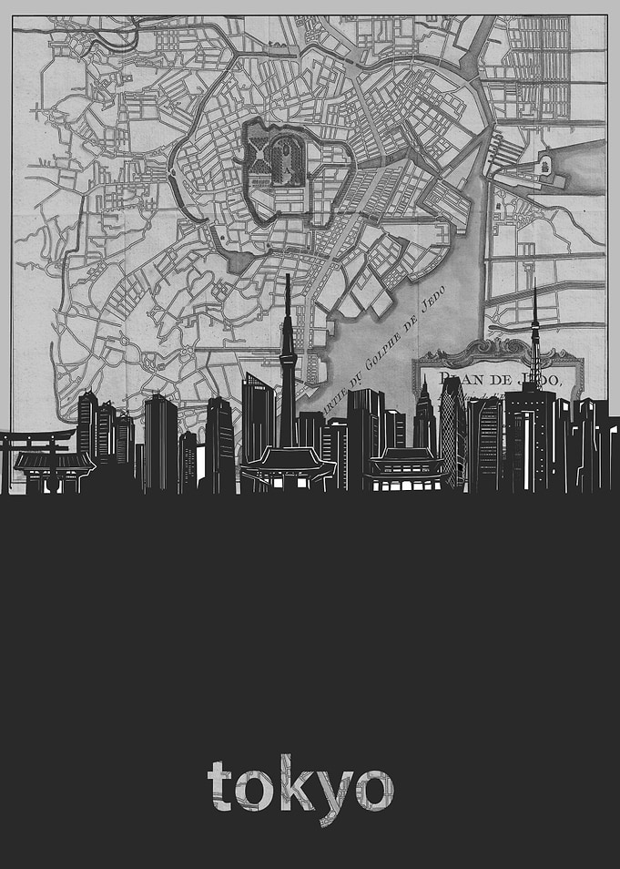 tokyo skyline grey