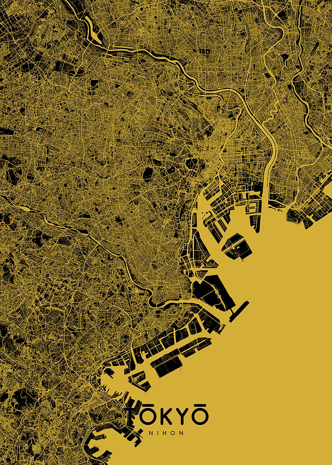 Tokyo map gold