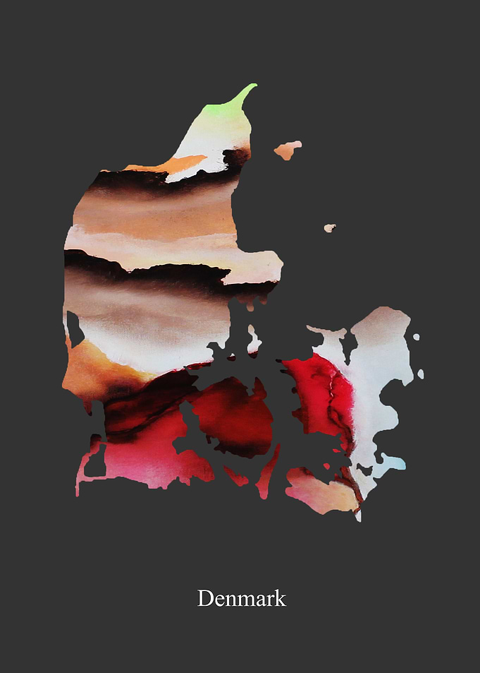 Denmark Map Colourful