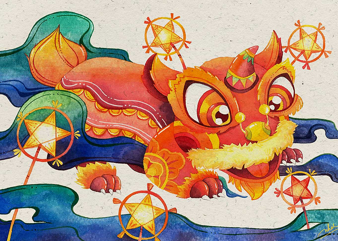 Illustration Lion dance