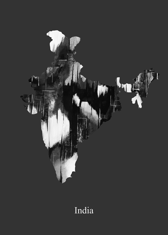 India Map In Black White