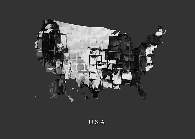 USA Map Black White
