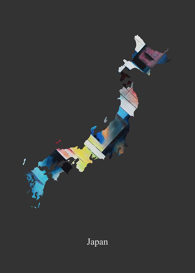 Japan Map Colourful