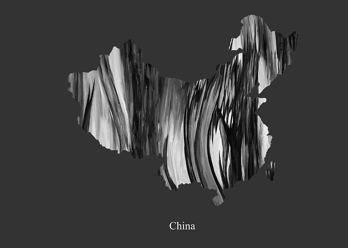 China Map In Black White