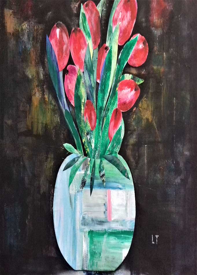 RED TULIPS with REFLECTION