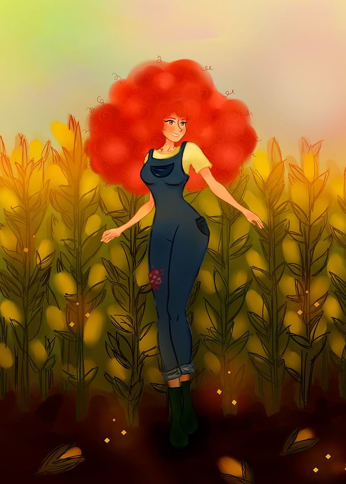 Between the corn
