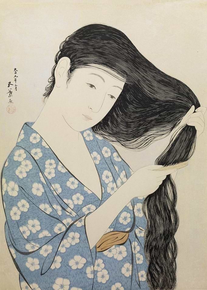 Woman Combing her Hair