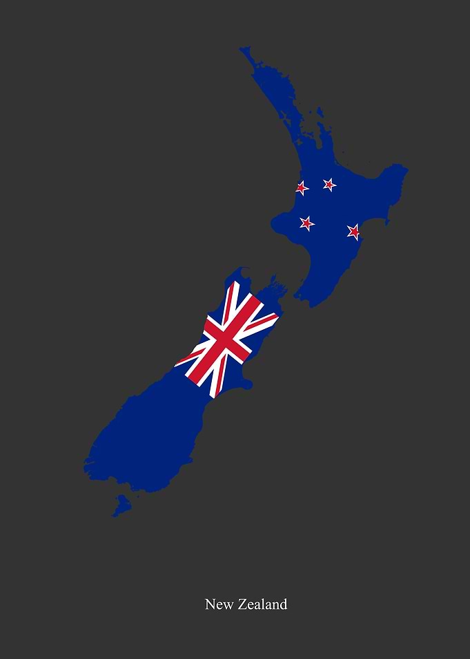 New Zealand Map Flag