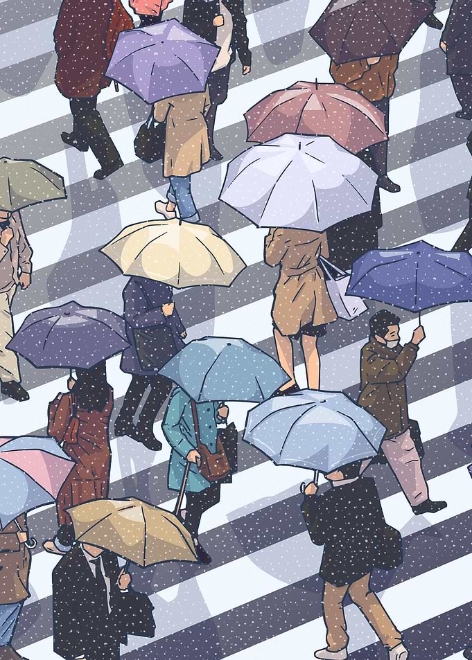 People crossing zebra
