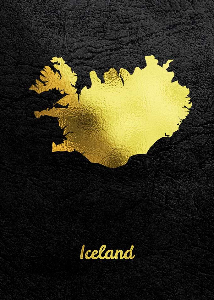 Golden Map Art Iceland