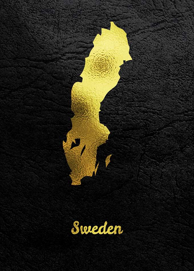 Golden Map Art Sweden