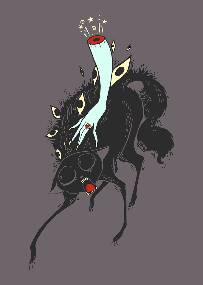 Cute Black Cat And Witch