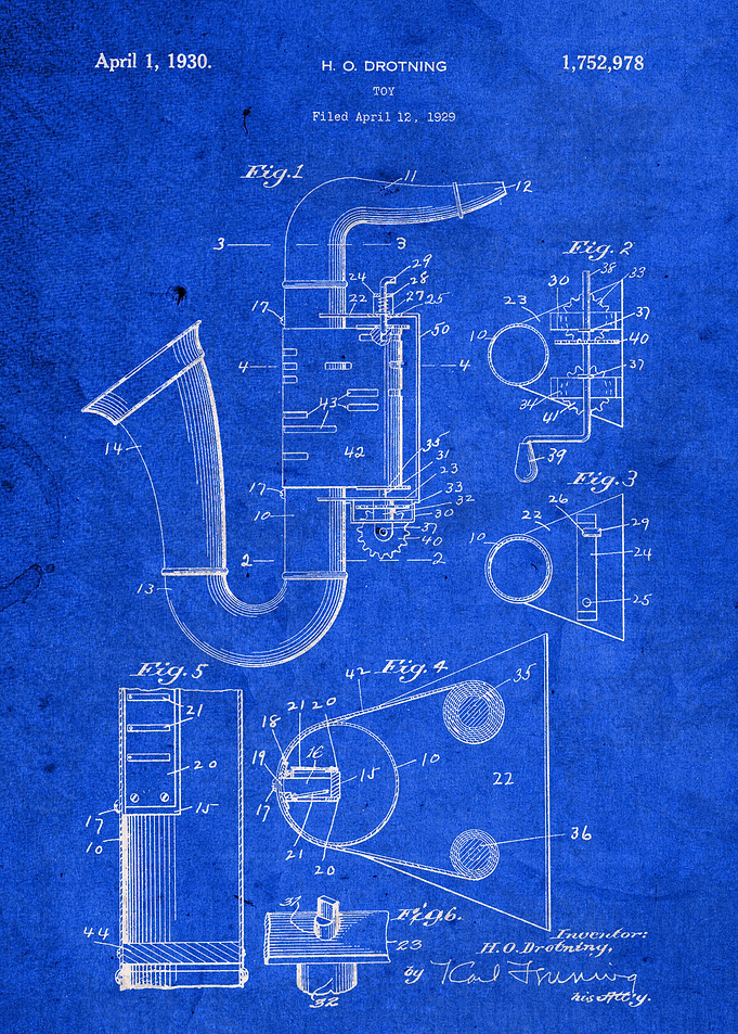 Toy Saxophone Old Patent