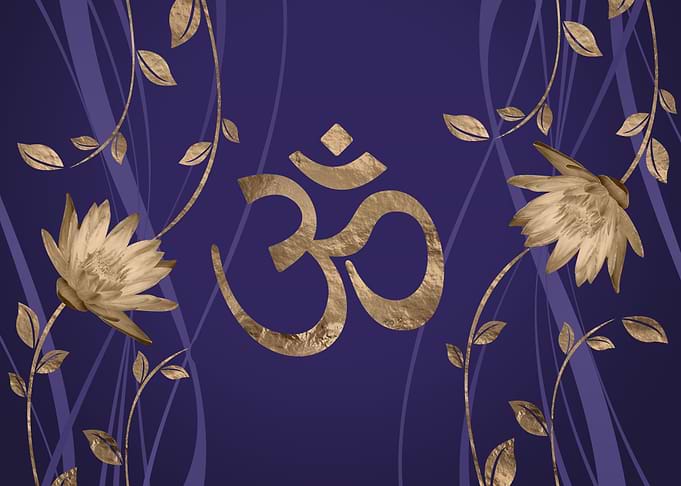 Om Symbol Golden Lotus