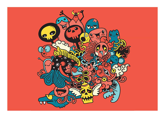 Monsters and cute alien