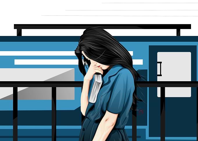 Sad Girl With His Book