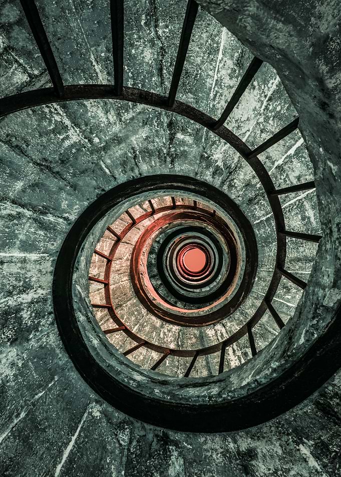 Pretty green spiral stairs
